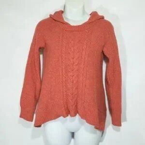 Anthropologie MOTH XS Wool Hooded Pullover sweater Burnt Orange/Rust